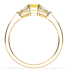 Aurora Yellow Lab Diamond Emerald Cut and Trillion 1.00ct Ring in 18K Yellow Gold - Elara Collection