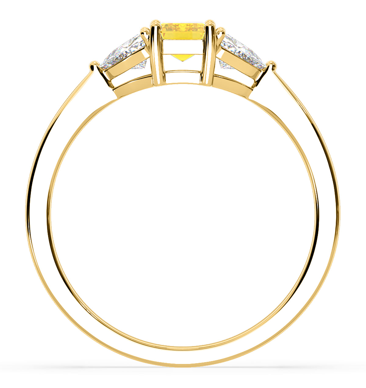 Aurora Yellow Lab Diamond Emerald Cut and Trillion 1.00ct Ring in 18K Yellow Gold - Elara Collection