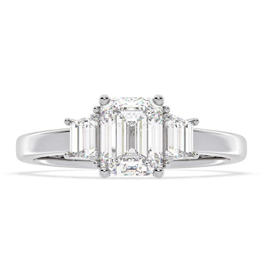 Erika Lab Diamond 1.70ct Emerald Cut Ring in 18K White Gold F/VS1