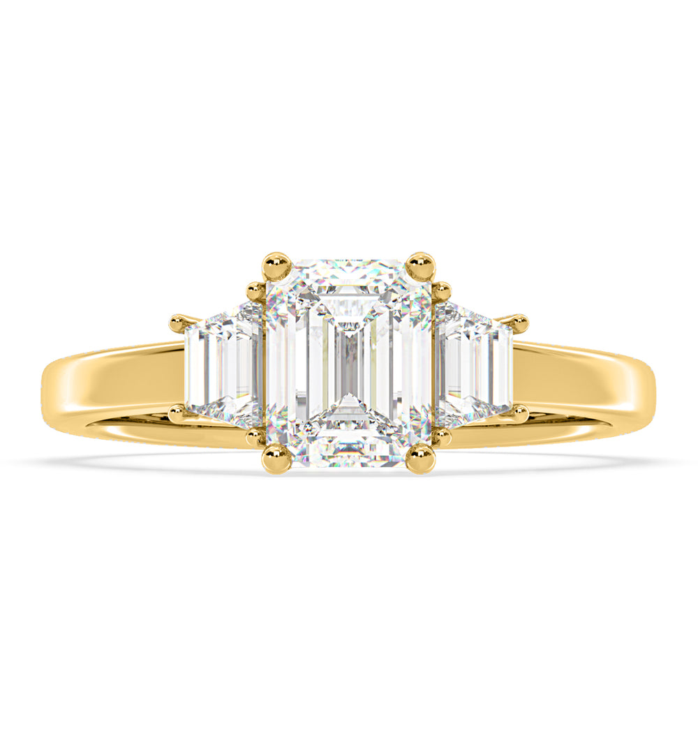 Erika Lab Diamond 1.70ct Emerald Cut Ring in 18K Yellow Gold F/VS1