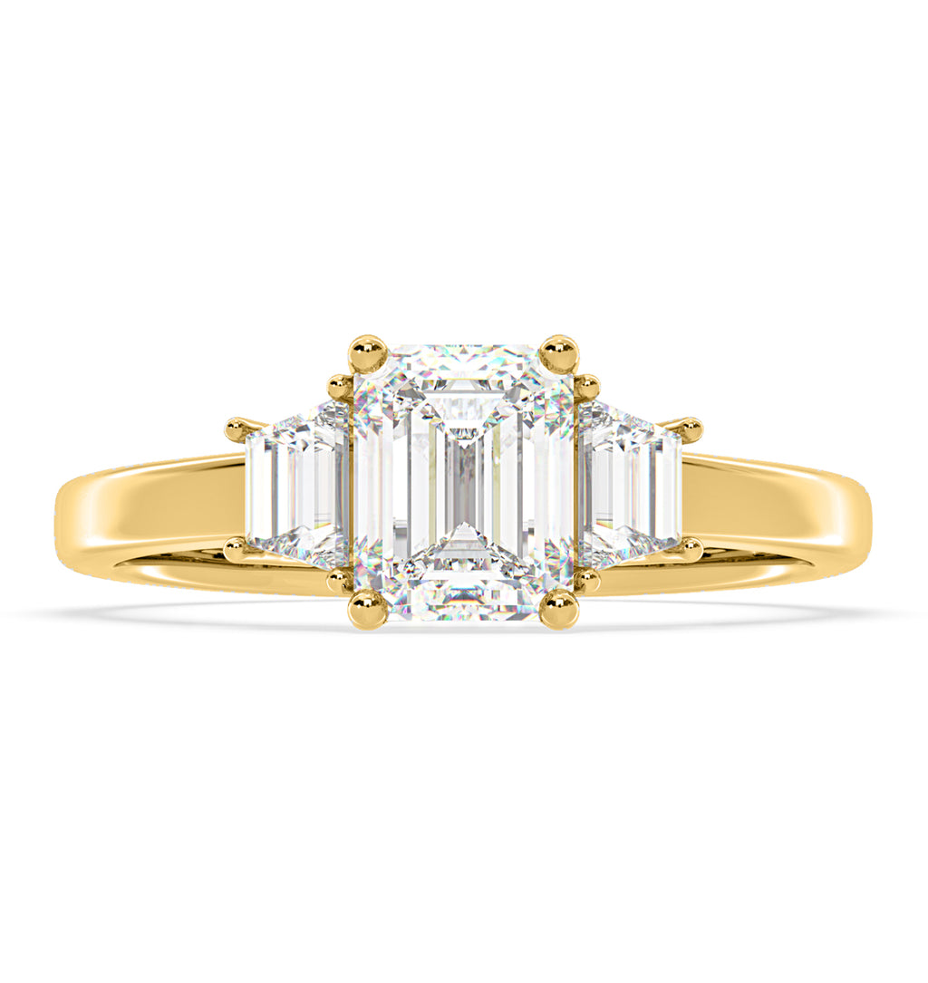 Erika Lab Diamond 1.70ct Emerald Cut Ring in 18K Yellow Gold F/VS1