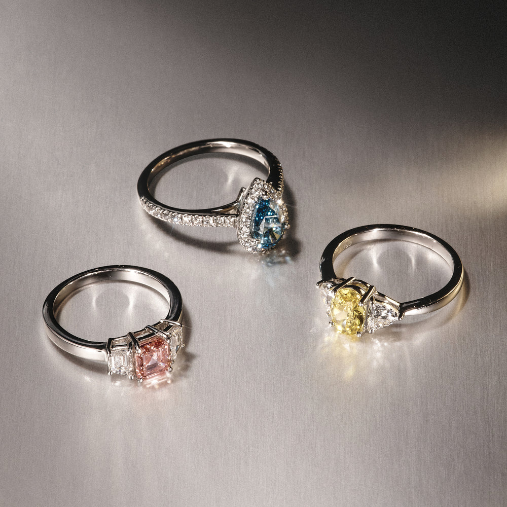 Diana Blue Lab Diamond Pear Halo Ring 1.60ct in Platinum - Elara Collection