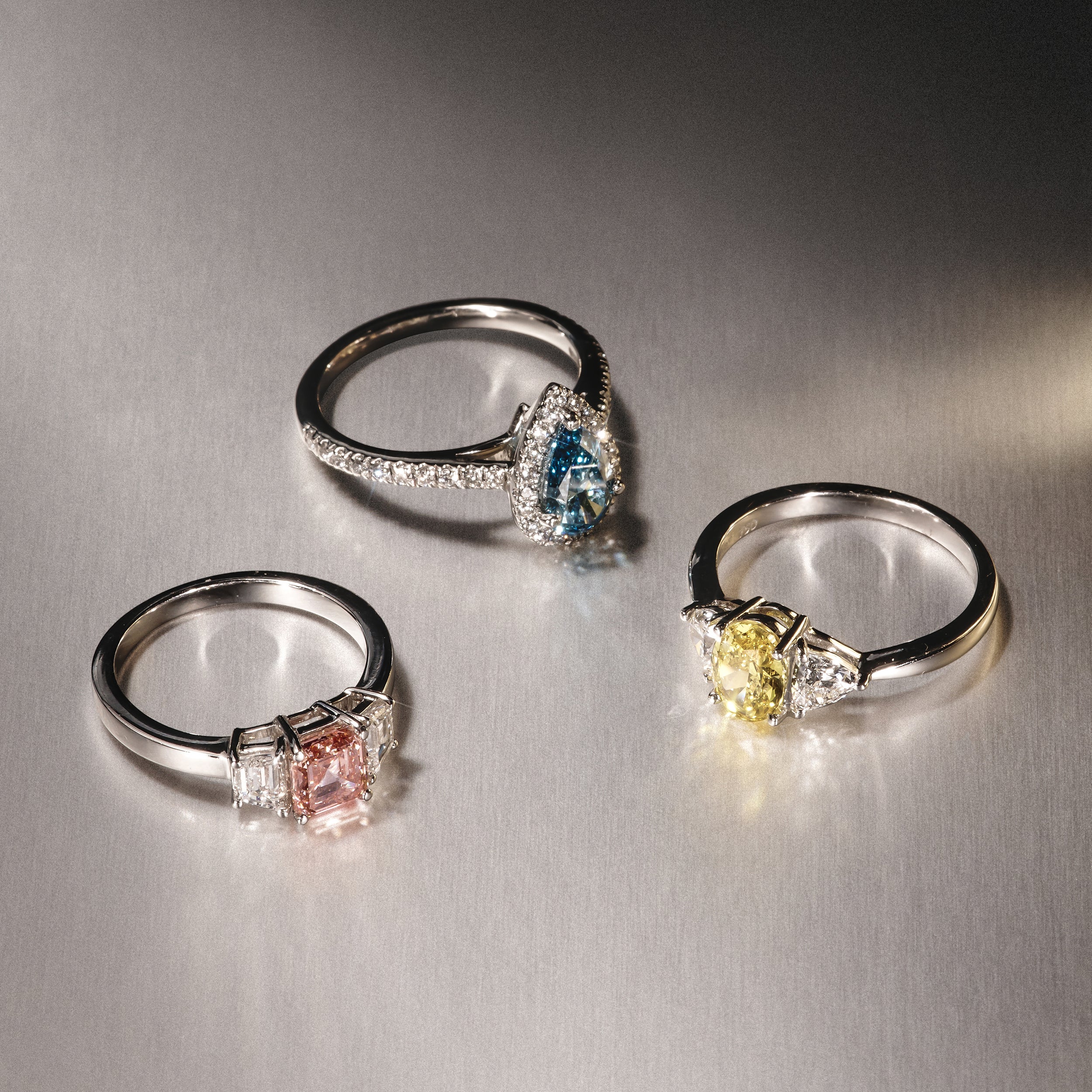 Diana Blue Lab Diamond Pear Halo Ring 1.60ct in Platinum - Elara Collection