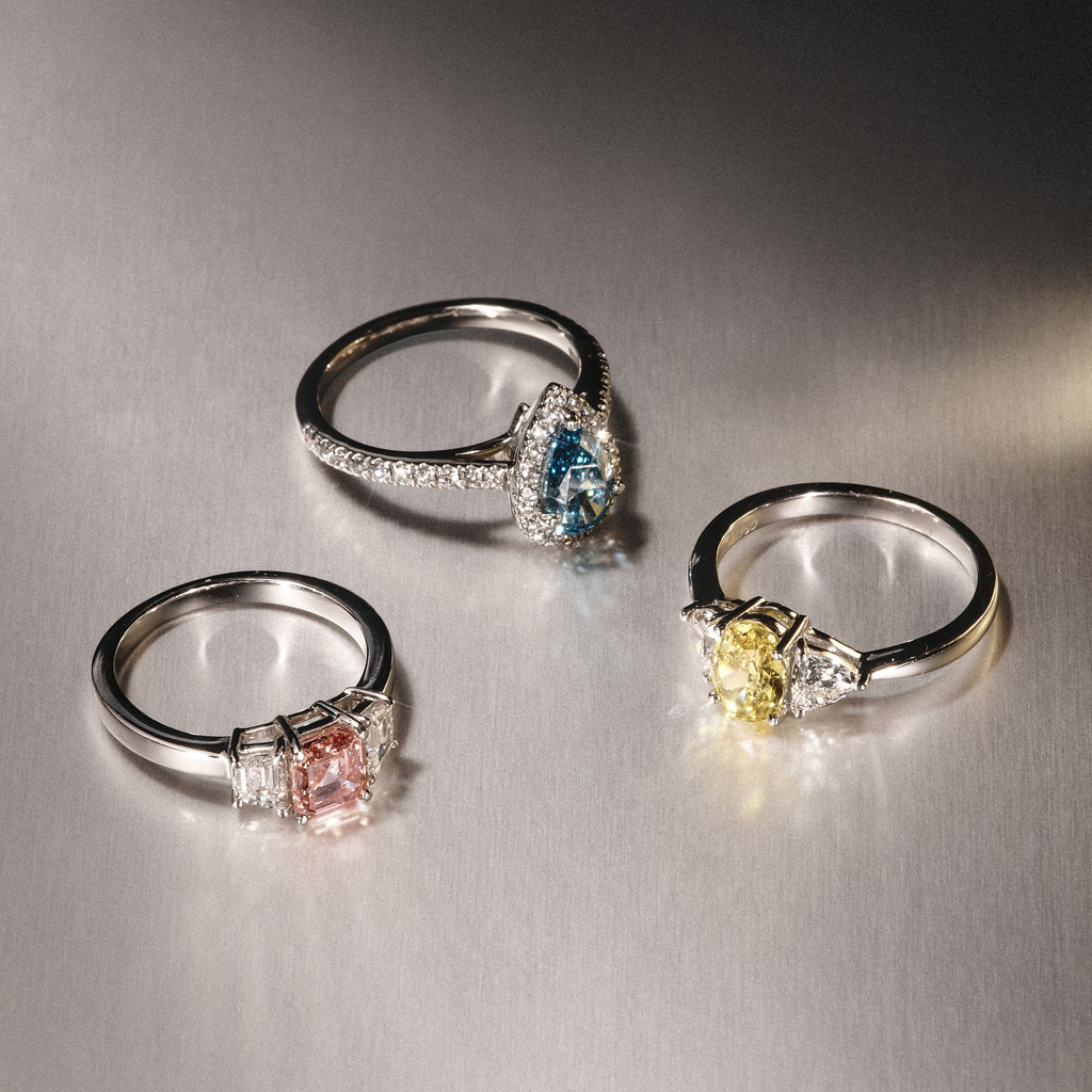 Diana Blue Lab Diamond Pear Halo Ring 1.00ct in Platinum - Elara Collection