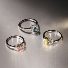 Diana Blue Lab Diamond Pear Halo Ring 1.00ct in Platinum - Elara Collection