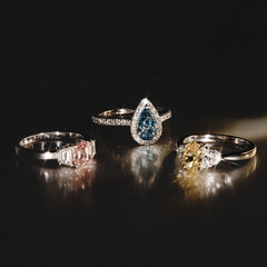 Diana Blue Lab Diamond Pear Halo Ring 1.00ct in Platinum - Elara Collection