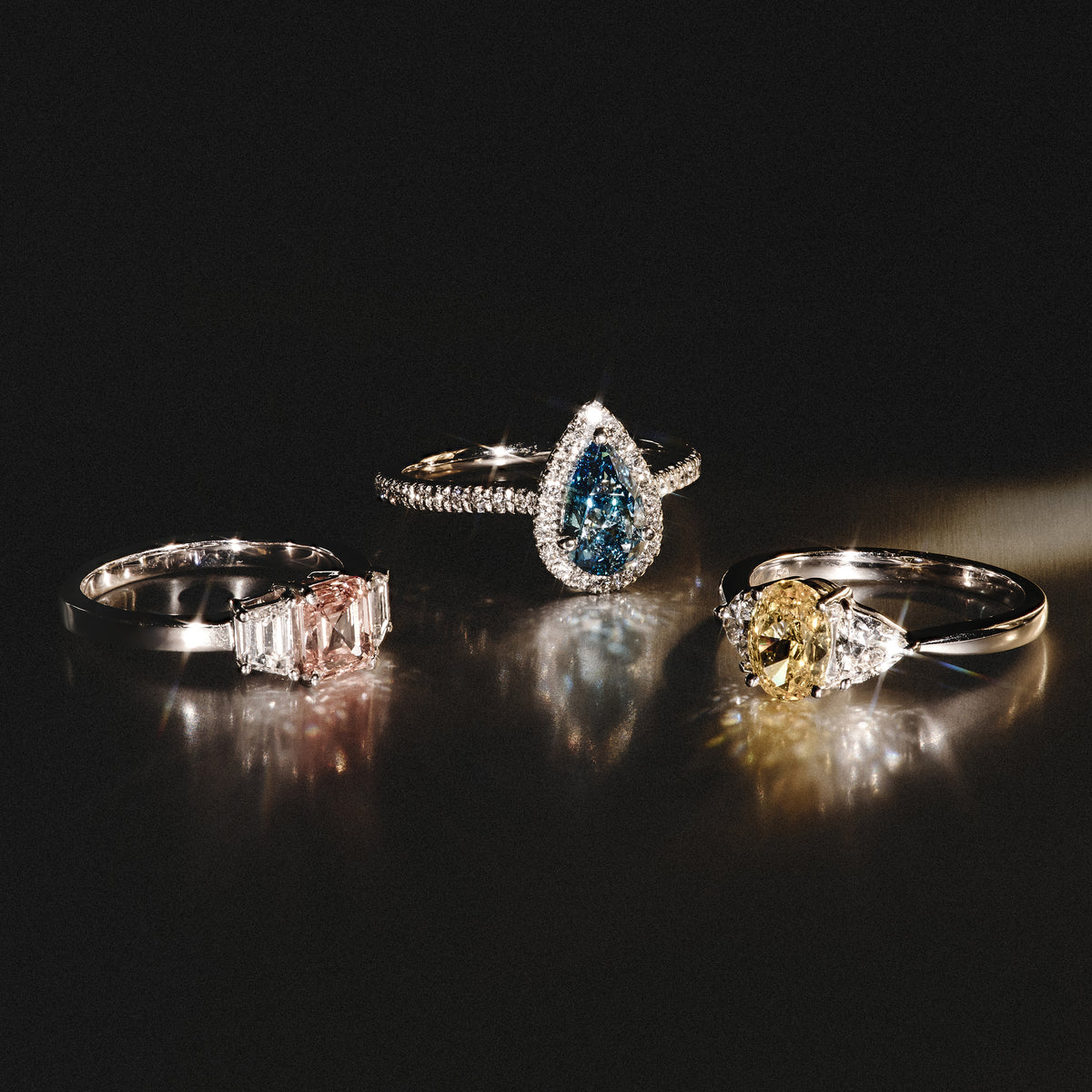 Diana Blue Lab Diamond Pear Halo Ring 1.00ct in Platinum - Elara Collection