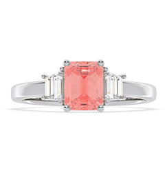 Erika Pink Lab Diamond 1.70ct Emerald Cut Ring in 18K White Gold - Elara Collection