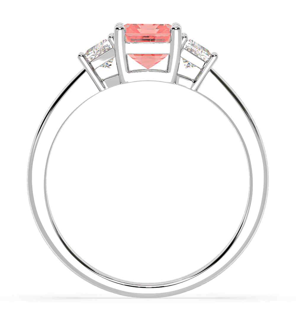 Erika Pink Lab Diamond 1.70ct Emerald Cut Ring in 18K White Gold - Elara Collection