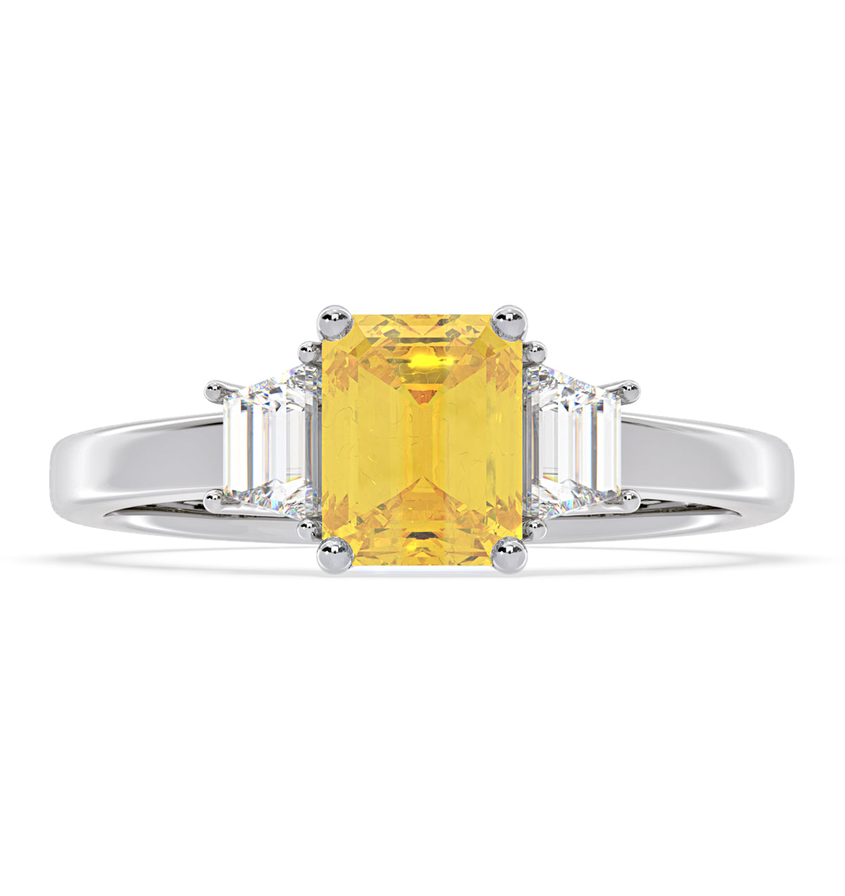 Erika Yellow Lab Diamond 1.70ct Emerald Cut Ring in 18K White Gold - Elara Collection