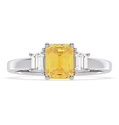 Erika Yellow Lab Diamond 1.70ct Emerald Cut Ring in Platinum - Elara Collection