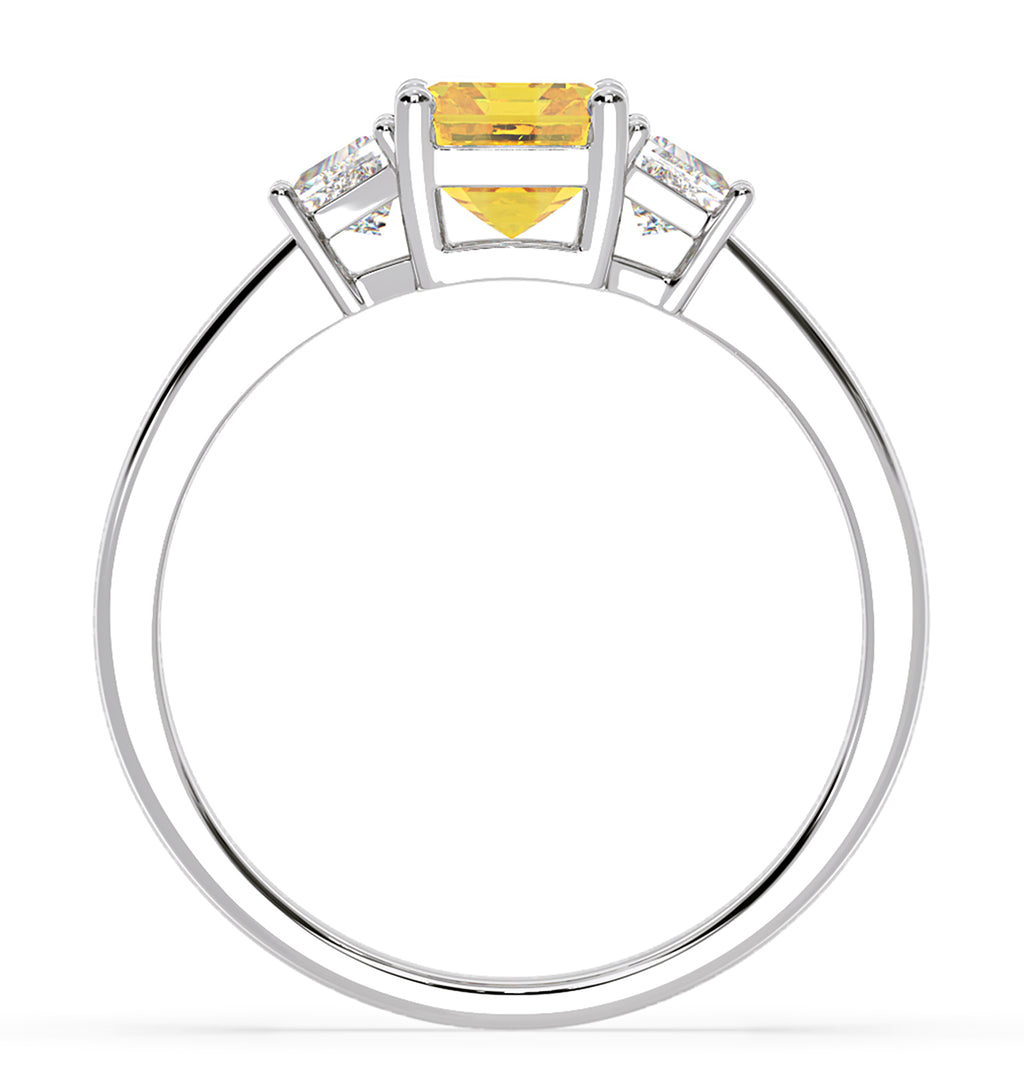 Erika Yellow Lab Diamond 1.70ct Emerald Cut Ring in 18K White Gold - Elara Collection