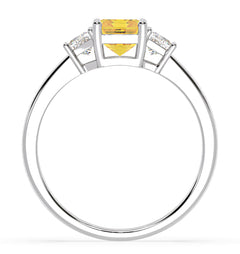 Erika Yellow Lab Diamond 1.70ct Emerald Cut Ring in 18K White Gold - Elara Collection