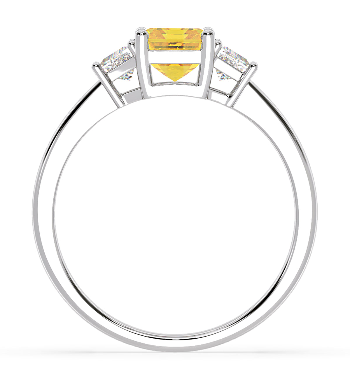 Erika Yellow Lab Diamond 1.70ct Emerald Cut Ring in 18K White Gold - Elara Collection