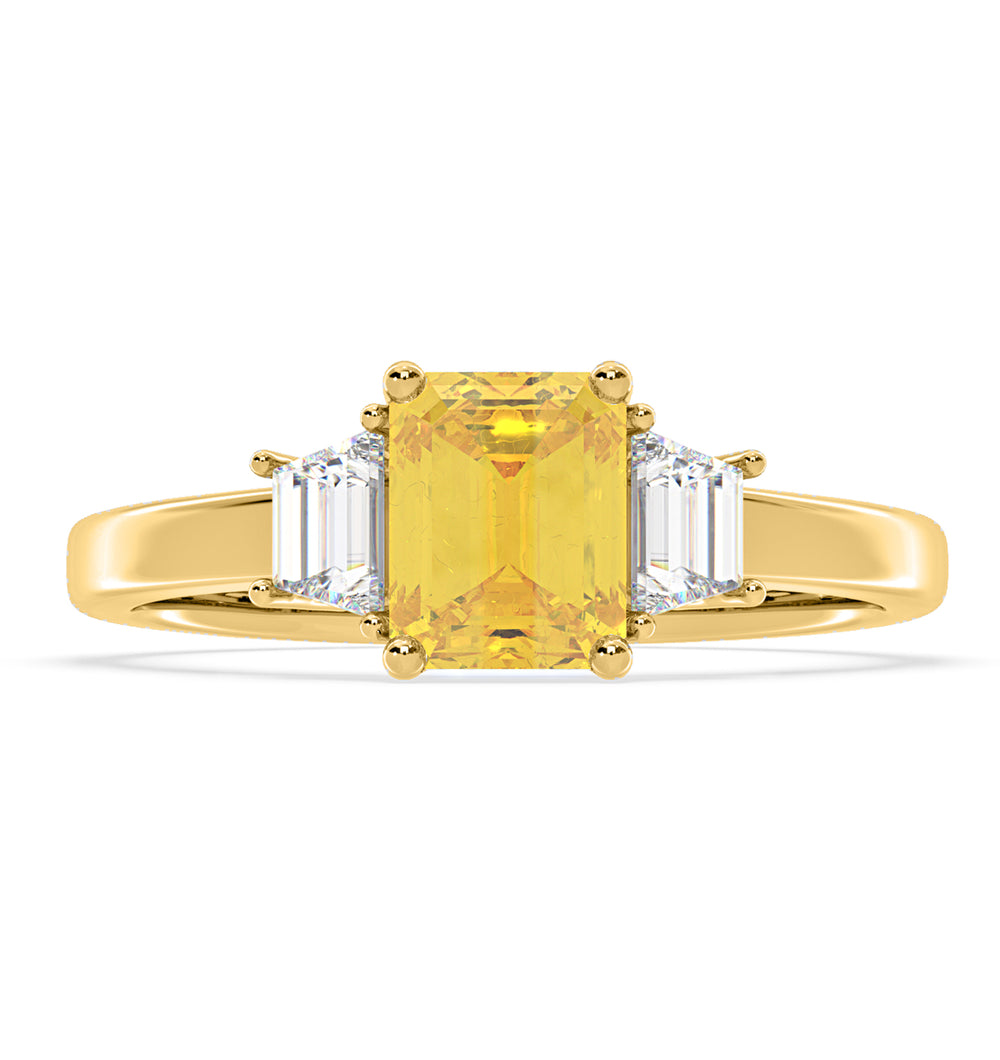 Erika Yellow Lab Diamond 1.70ct Emerald Cut Ring in 18K Yellow Gold - Elara Collection