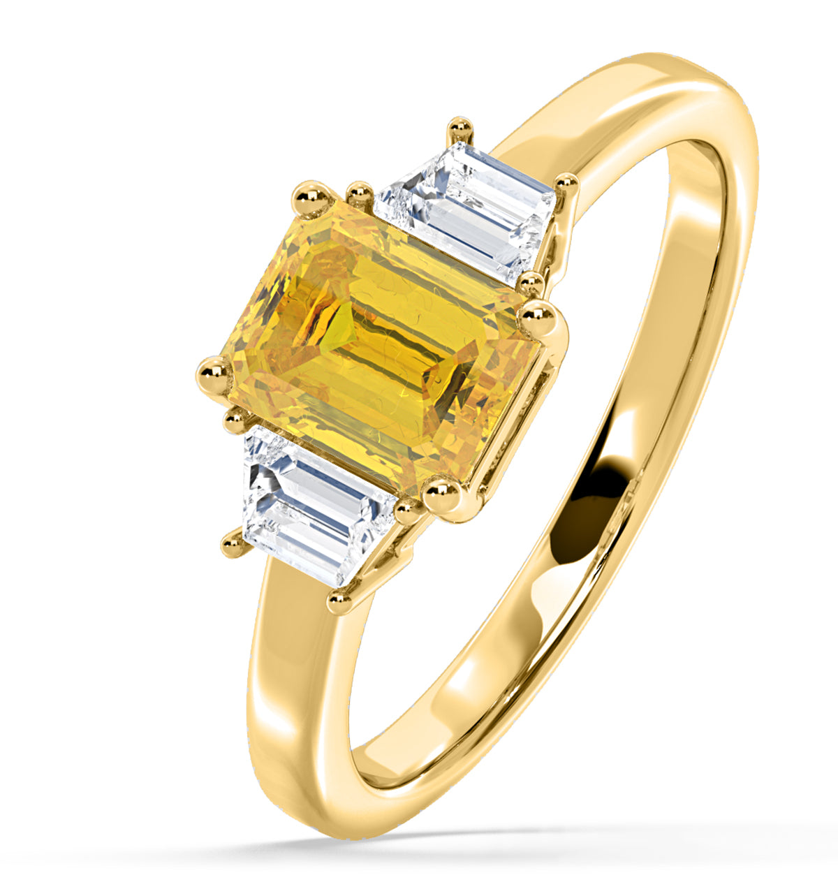 Erika Yellow Lab Diamond 1.70ct Emerald Cut Ring in 18K Yellow Gold - Elara Collection