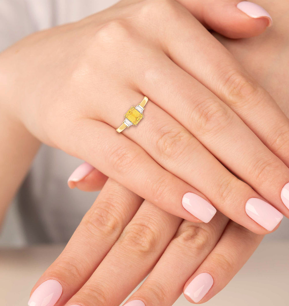 Erika Yellow Lab Diamond 1.70ct Emerald Cut Ring in 18K Yellow Gold - Elara Collection