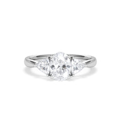 Dalia Lab Diamond Oval with Trillions 1.70ct Ring in 18K White Gold F/VS1