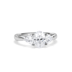 Dalia Lab Diamond Oval with Trillions 1.70ct Ring in 18K White Gold F/VS1