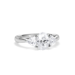 Dalia Lab Diamond Oval with Trillions 1.70ct Ring in 18K White Gold F/VS1