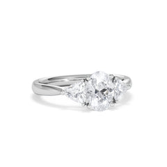 Dalia Lab Diamond Oval with Trillions 1.70ct Ring in 18K White Gold F/VS1