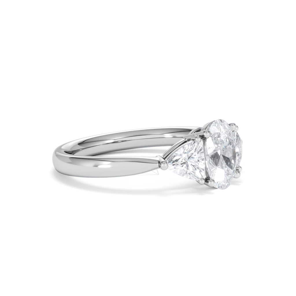 Dalia Lab Diamond Oval with Trillions 1.70ct Ring in 18K White Gold F/VS1