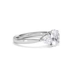 Dalia Lab Diamond Oval with Trillions 1.70ct Ring in 18K White Gold F/VS1