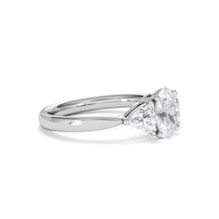 Dalia Lab Diamond Oval with Trillions 1.70ct Ring in 18K White Gold F/VS1