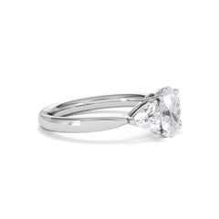 Dalia Lab Diamond Oval with Trillions 1.70ct Ring in 18K White Gold F/VS1