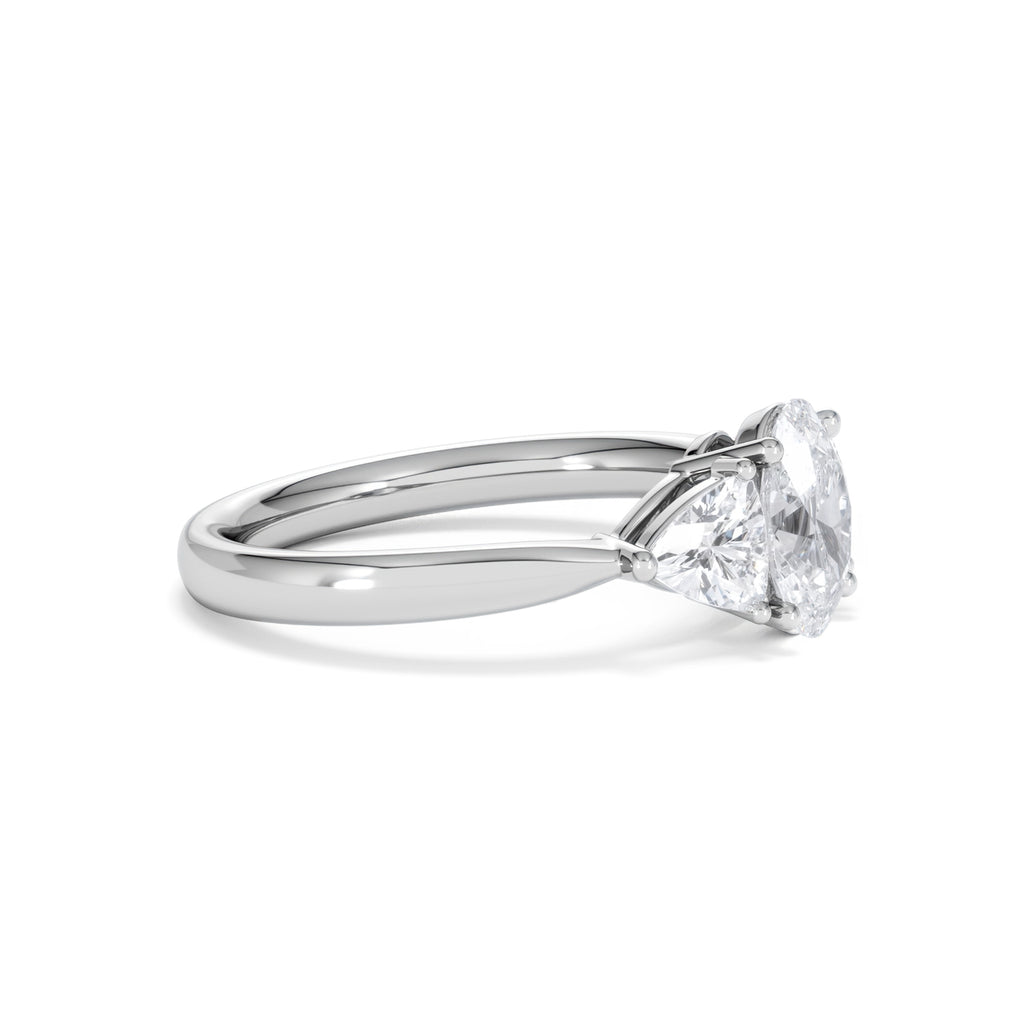 Dalia Lab Diamond Oval with Trillions 1.70ct Ring in 18K White Gold F/VS1