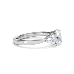 Dalia Lab Diamond Oval with Trillions 1.70ct Ring in 18K White Gold F/VS1