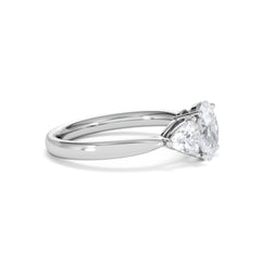 Dalia Lab Diamond Oval with Trillions 1.70ct Ring in 18K White Gold F/VS1