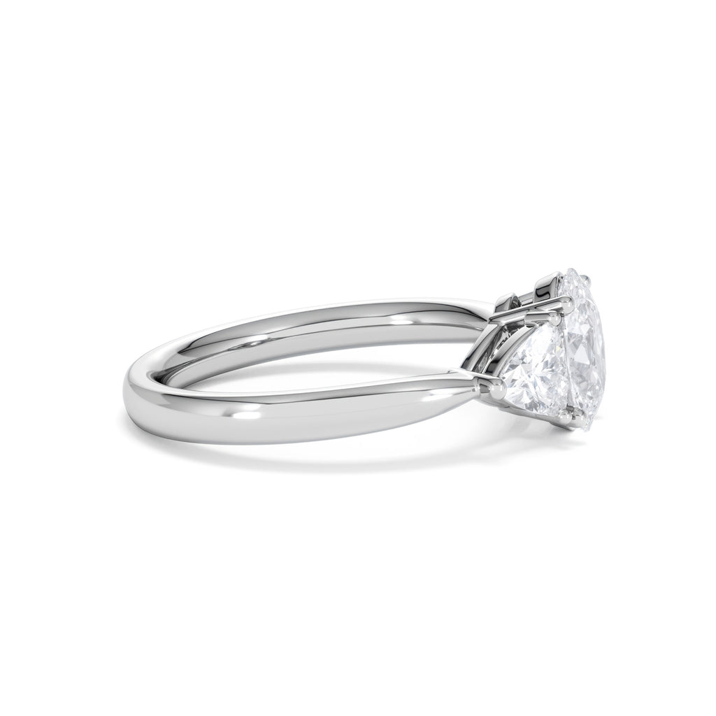 Dalia Lab Diamond Oval with Trillions 1.70ct Ring in 18K White Gold F/VS1