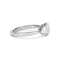 Dalia Lab Diamond Oval with Trillions 1.70ct Ring in 18K White Gold F/VS1