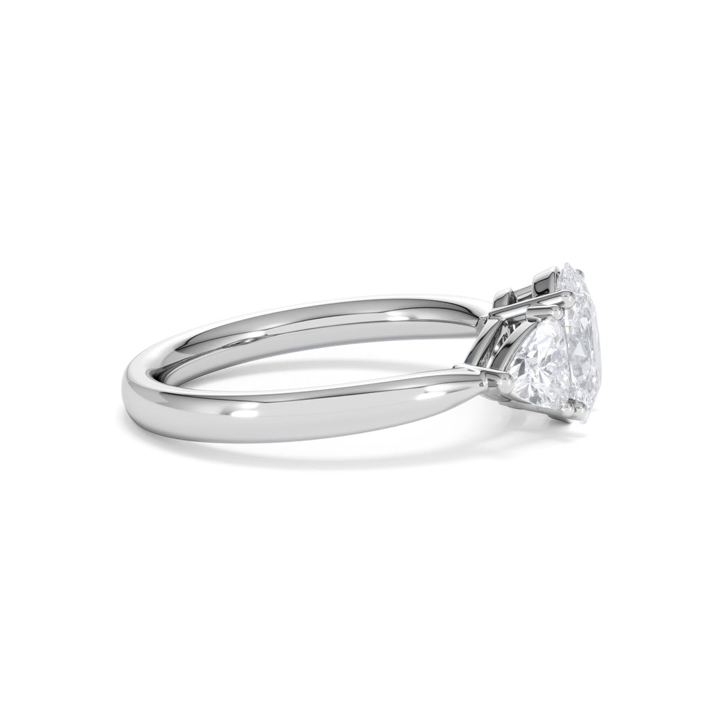 Dalia Lab Diamond Oval with Trillions 1.70ct Ring in 18K White Gold F/VS1
