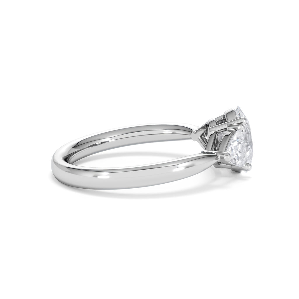 Dalia Lab Diamond Oval with Trillions 1.70ct Ring in 18K White Gold F/VS1