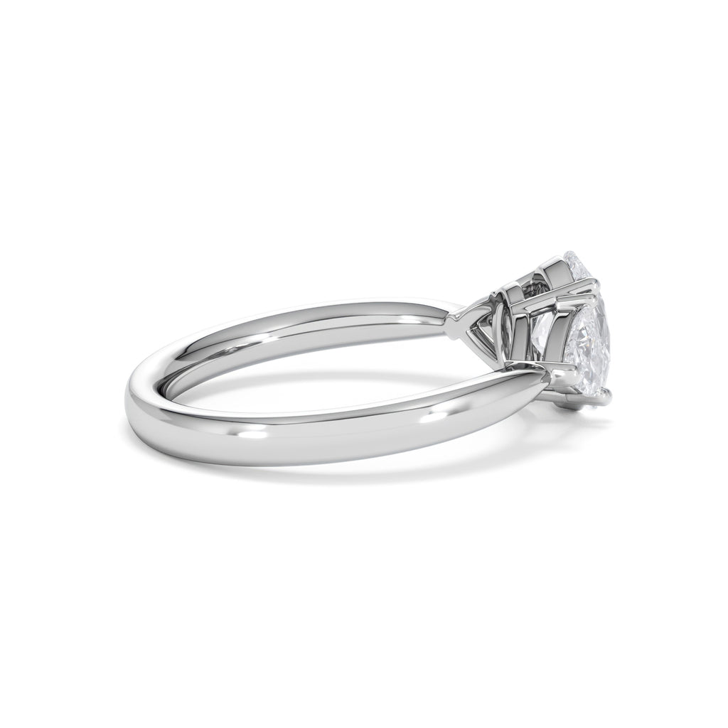 Dalia Lab Diamond Oval with Trillions 1.70ct Ring in 18K White Gold F/VS1