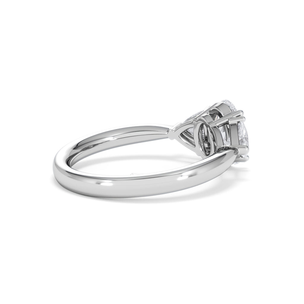 Dalia Lab Diamond Oval with Trillions 1.70ct Ring in 18K White Gold F/VS1