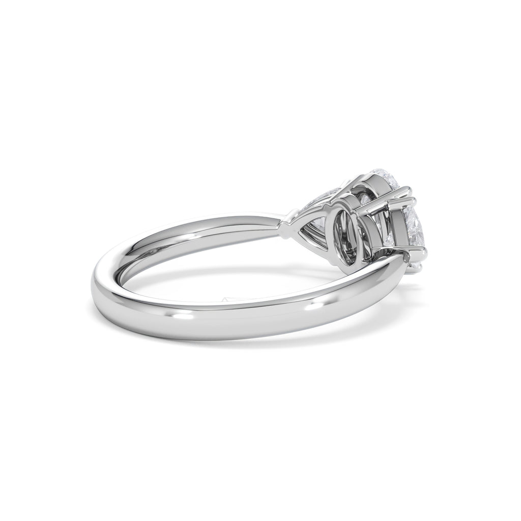 Dalia Lab Diamond Oval with Trillions 1.70ct Ring in 18K White Gold F/VS1
