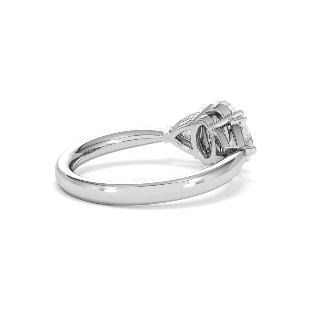 Dalia Lab Diamond Oval with Trillions 1.70ct Ring in 18K White Gold F/VS1