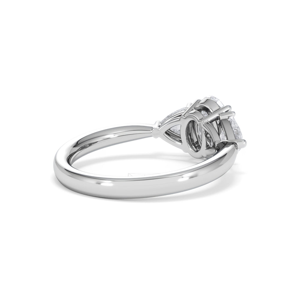 Dalia Lab Diamond Oval with Trillions 1.70ct Ring in 18K White Gold F/VS1
