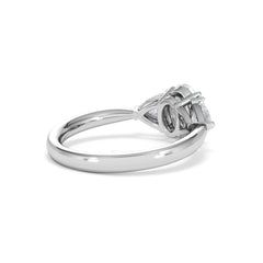 Dalia Lab Diamond Oval with Trillions 1.70ct Ring in 18K White Gold F/VS1