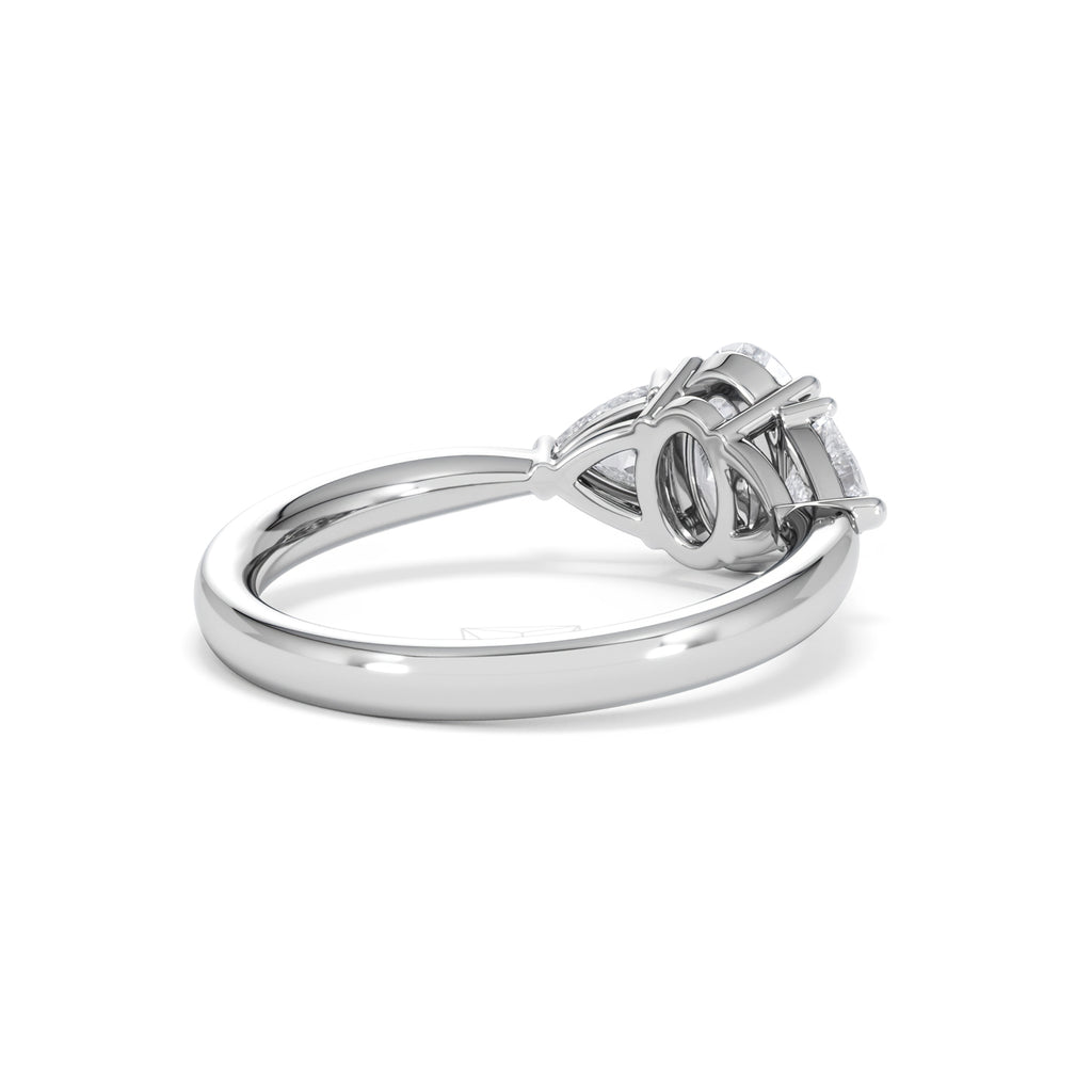 Dalia Lab Diamond Oval with Trillions 1.70ct Ring in 18K White Gold F/VS1