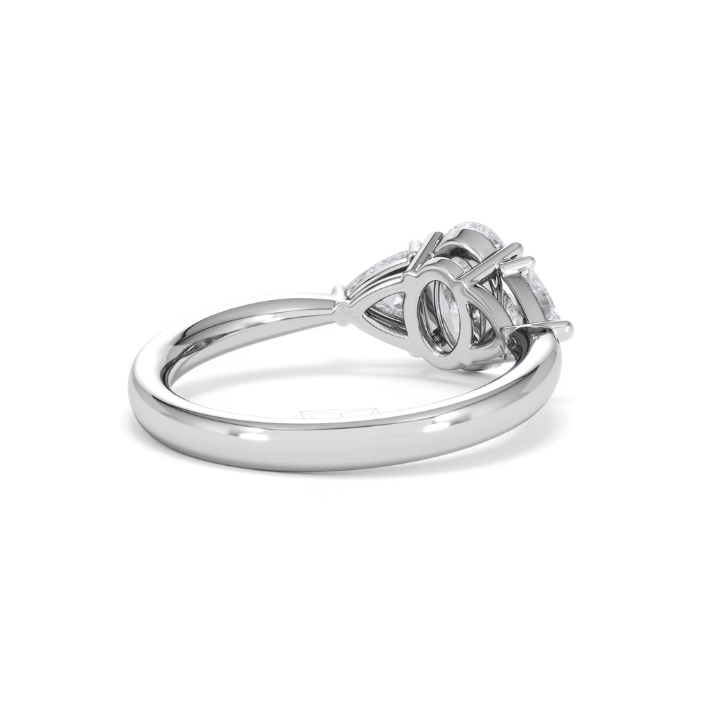 Dalia Lab Diamond Oval with Trillions 1.70ct Ring in 18K White Gold F/VS1