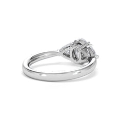 Dalia Lab Diamond Oval with Trillions 1.70ct Ring in 18K White Gold F/VS1