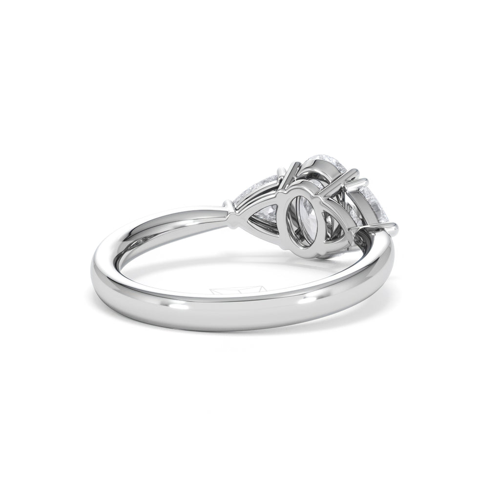 Dalia Lab Diamond Oval with Trillions 1.70ct Ring in 18K White Gold F/VS1