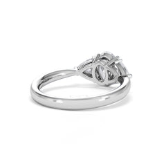 Dalia Lab Diamond Oval with Trillions 1.70ct Ring in 18K White Gold F/VS1