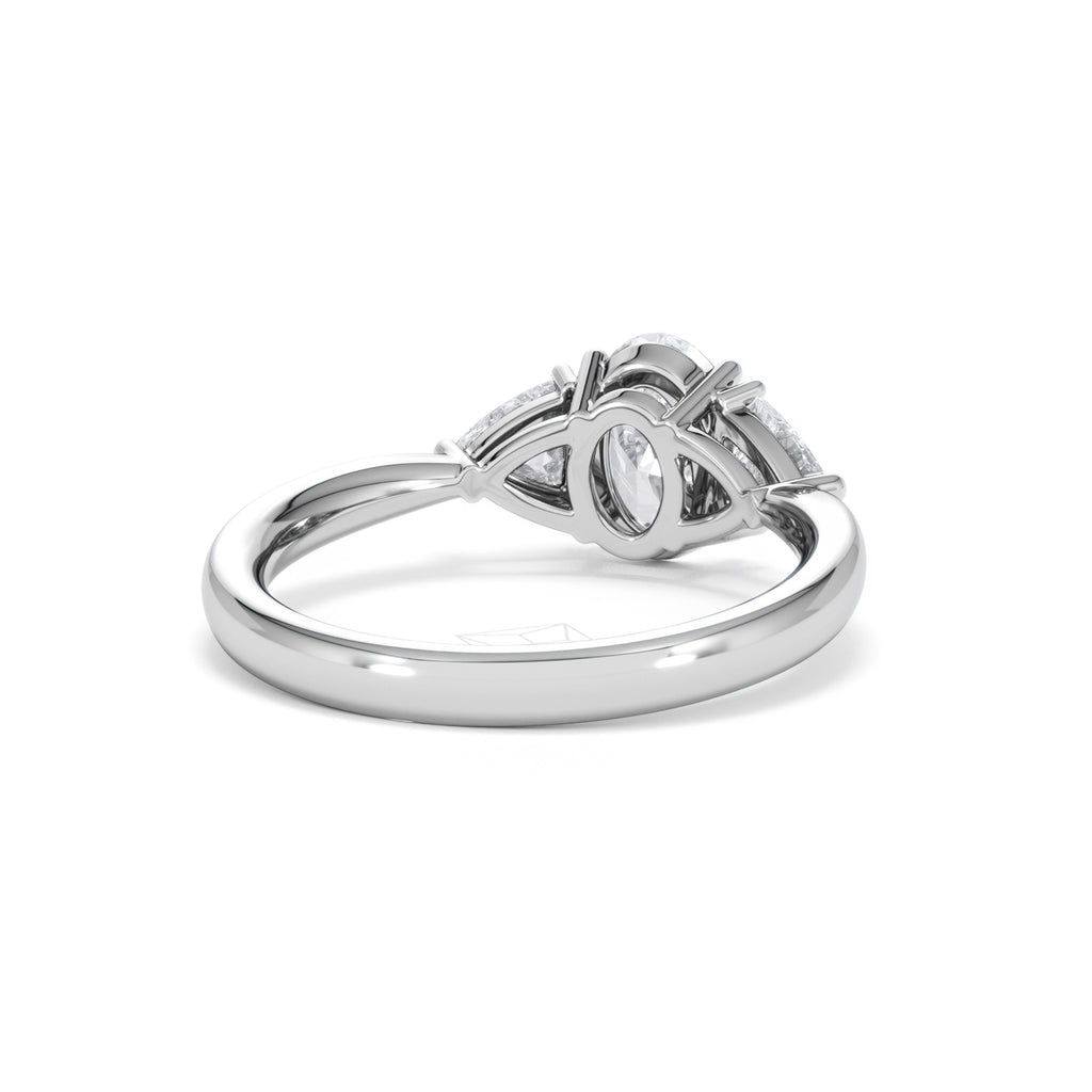 Dalia Lab Diamond Oval with Trillions 1.70ct Ring in 18K White Gold F/VS1