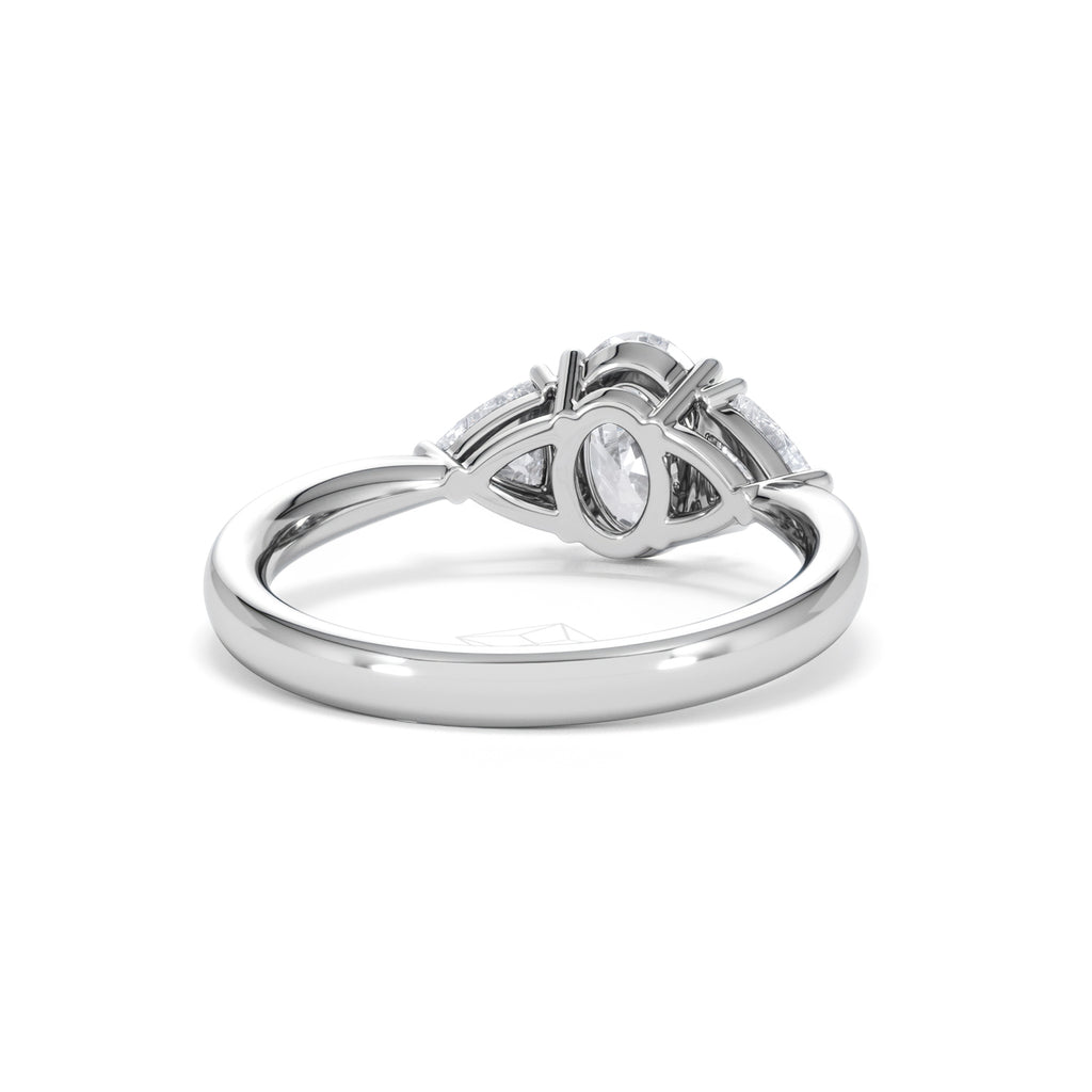 Dalia Lab Diamond Oval with Trillions 1.70ct Ring in 18K White Gold F/VS1
