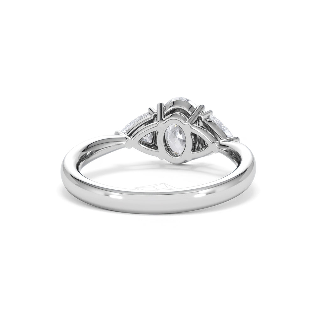 Dalia Lab Diamond Oval with Trillions 1.70ct Ring in 18K White Gold F/VS1